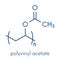 Polyvinyl acetate PVA polymer, chemical structure. Main component of wood glue or carpenter`s glue. Skeletal formula.