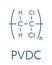 Polyvinylidene chloride PVDC polymer, chemical structure. Skeletal formula.