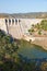 Pomarao Dam and hydroelectric power station on Chanza Reservoir near river Guadiana between Portugal and Spain