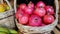 pomegranate banana ananas basket fruits group autumn background