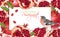 Pomegranate bird horizontal banner