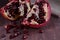 Pomegranate broken and seeds