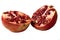 Pomegranate divided in half