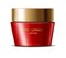 Pomegranate face cream realistic, red cosmetics, white background