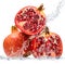 Pomegranate falling in water
