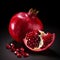 Pomegranate Fruit For Sale: Photorealistic Representation On Black Background