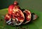 Pomegranate on green dish