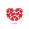 A pomegranate heart on a white background. Congratulations on Valentine \\\'s Day .