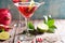 Pomegranate martini with lime