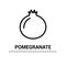 Pomegranate. Outline icon exotic fruit with editable stroke. Silhouette symbol. Vector illustration on a white