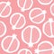 Pomegranate pattern design. Vector fruit outline in pink and white. Cute tossed healthy food seamless repeat.