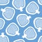Pomegranate pattern design. Vector fruit silhouette in blue and white. Cute tossed healthy food seamless repeat.