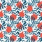 Pomegranate seamless pattern with leaves.