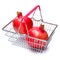 Pomegranate in shopping cart isolated on white. clipping path