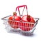 Pomegranate in shopping cart isolated on white. clipping path