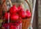 Pomegranates in basket for juice making