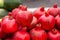 Pomegranates at the Market. Fresh farmer`s market pomegranates.