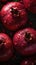 Pomegranates with water drops, close-up shot on black background. AI Generated.