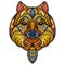 Pomeranian head dog color tangle doodle vector illustration