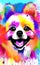 Pomeranian, portrait of a smiling dog in bright colors 1