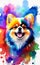 Pomeranian, portrait of a smiling dog in bright colors 1