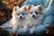 Pomeranian puppies on sofa. Generative AI