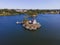 Pomham Rocks Lighthouse aerial view, Rhode Island, USA