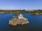 Pomham Rocks Lighthouse aerial view, Rhode Island, USA