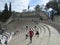 Pompeii, Italy, tourists in the antique theater.