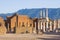 Pompeii landscape with mountains background