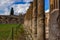 Pompeii ruins: stone columns at archeological site