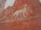 Pompeii wall paints -frescoes-, interiors of Romanesque villas and brothels. South Italy