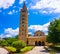 Pomposa Abbey, medieval church and campanile tower. Codigoro Fer