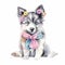 A Pomsky Puppy in Glasses and a Pastel Headband - The Cutest Thing You\\\'ll See All Day! AI Generated