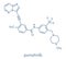 Ponatinib cancer drug molecule. Tyrosine kinase inhibitor used in treatment of chronic myeloid leukemia CML and acute