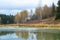 Pond in Abramtsevo Museum-Reserve in Autumn, Moscow Region, Russia