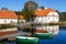 Pond with boats of Vihula manor house, Estonia
