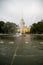 Pond in front of the facade of the Admiralty building -Headquarters of the Russian Navy in St Petersburg