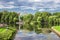 Pond in the historic Tauride Garden near the Tauride Palace in St. Petersburg