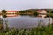 Pond in Holasovice village, Czech Republ