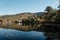 Pond in the mountains a blue aky day