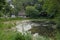 Pond and old thatched building at Stevns Klint Denmark