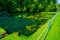 Pond at St. Fagans Castle near Welsh capital Cardiff