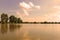 Pond in summer evening