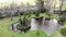 Pond in Terra Nostra Garden Hotel near Furnas in SÃ£o Miguel Island, Azores, Portugal - Fly over Aerial shot