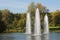 Pond with three water fountains