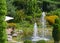 Pond with water fountains