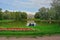 Pond in Yusupov garden at Yusupov Palace in Saint Petersburg, Russia