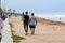 Pondicherry, India - July 15, 2023: Promenade beach