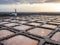 Ponds of color at sunrise, salines of Tenefe, coast of Gran canaria, Canary islands